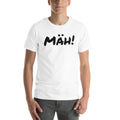 Vit t-shirt med trycket Mäh!, framifrån